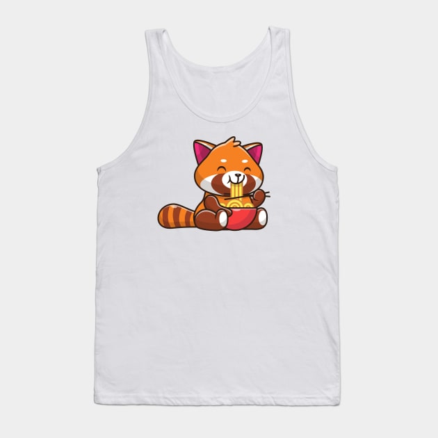 Cute Red Panda Eating Noodle Cartoon Tank Top by Catalyst Labs